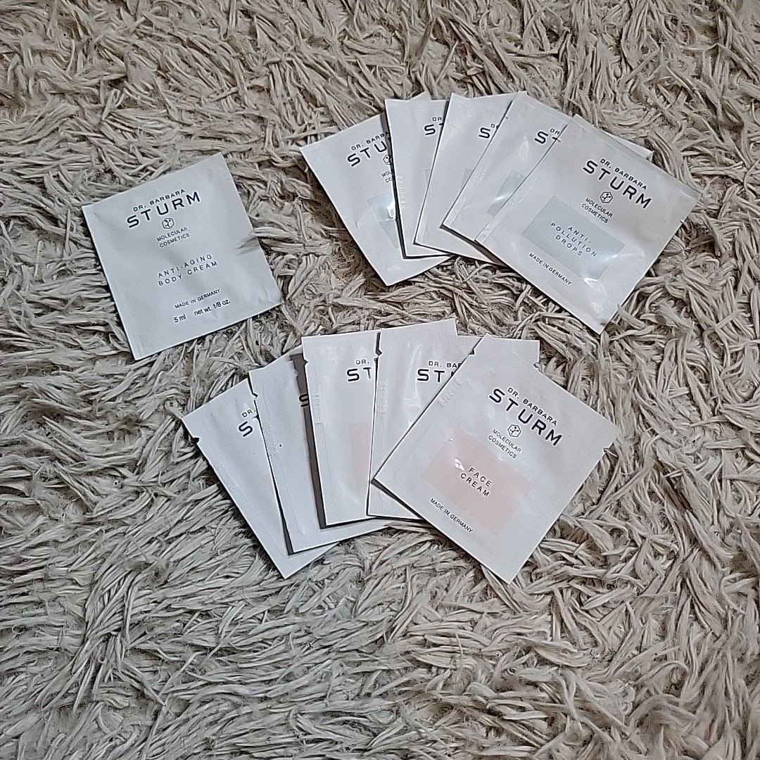 Dr Barbara Sturm Packet Bundle Travel Trial Face Cream Anti-Pollution Drops Body