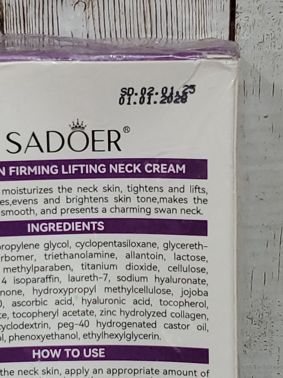 Sadoer Collagen Firming Lifting Neck Cream Anti-Wrinkle 3.8 Fl Oz Exp 01/2028
