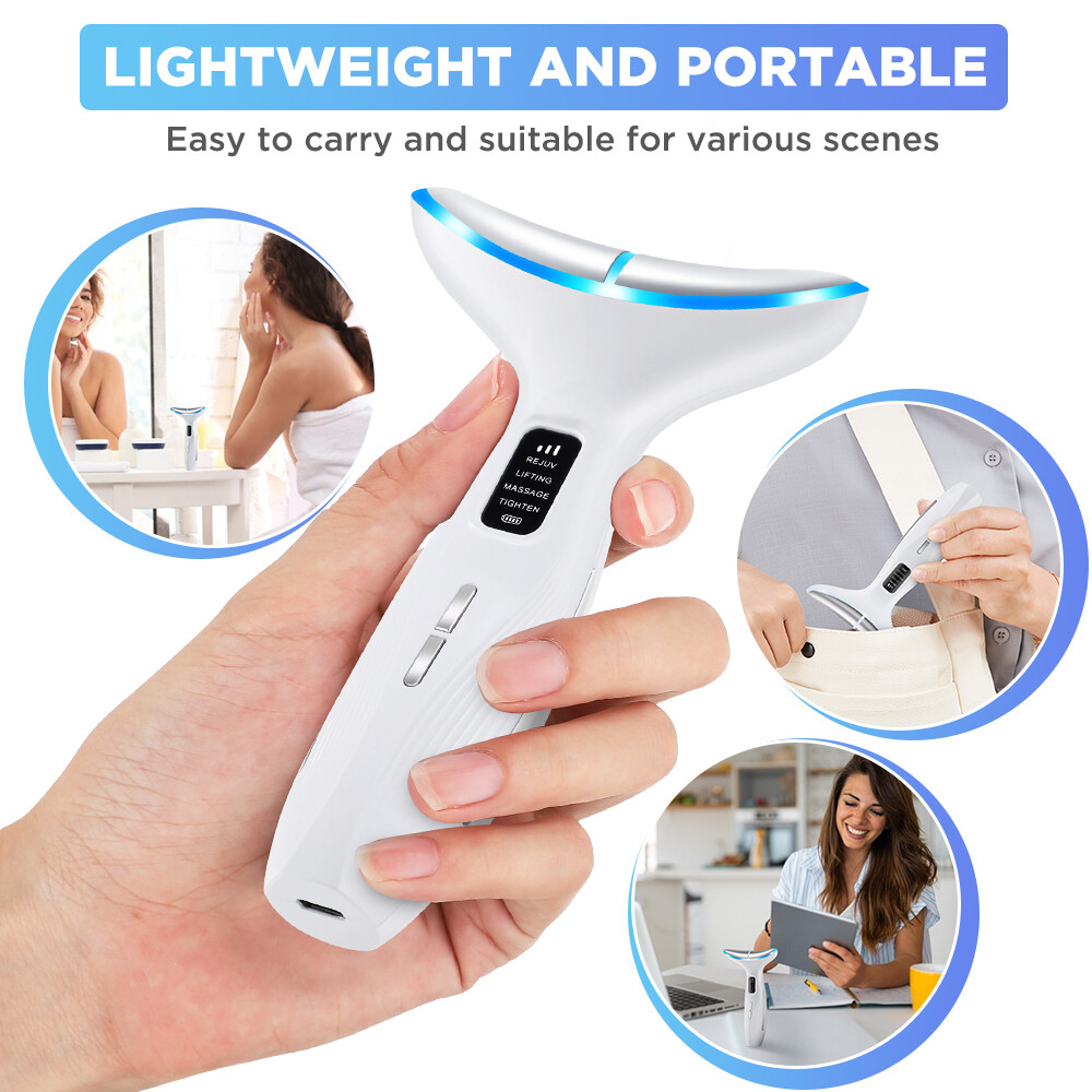 Neck Face Lifting Massager Skin Tighten Device LED and Anti Wrinkle Double Chin