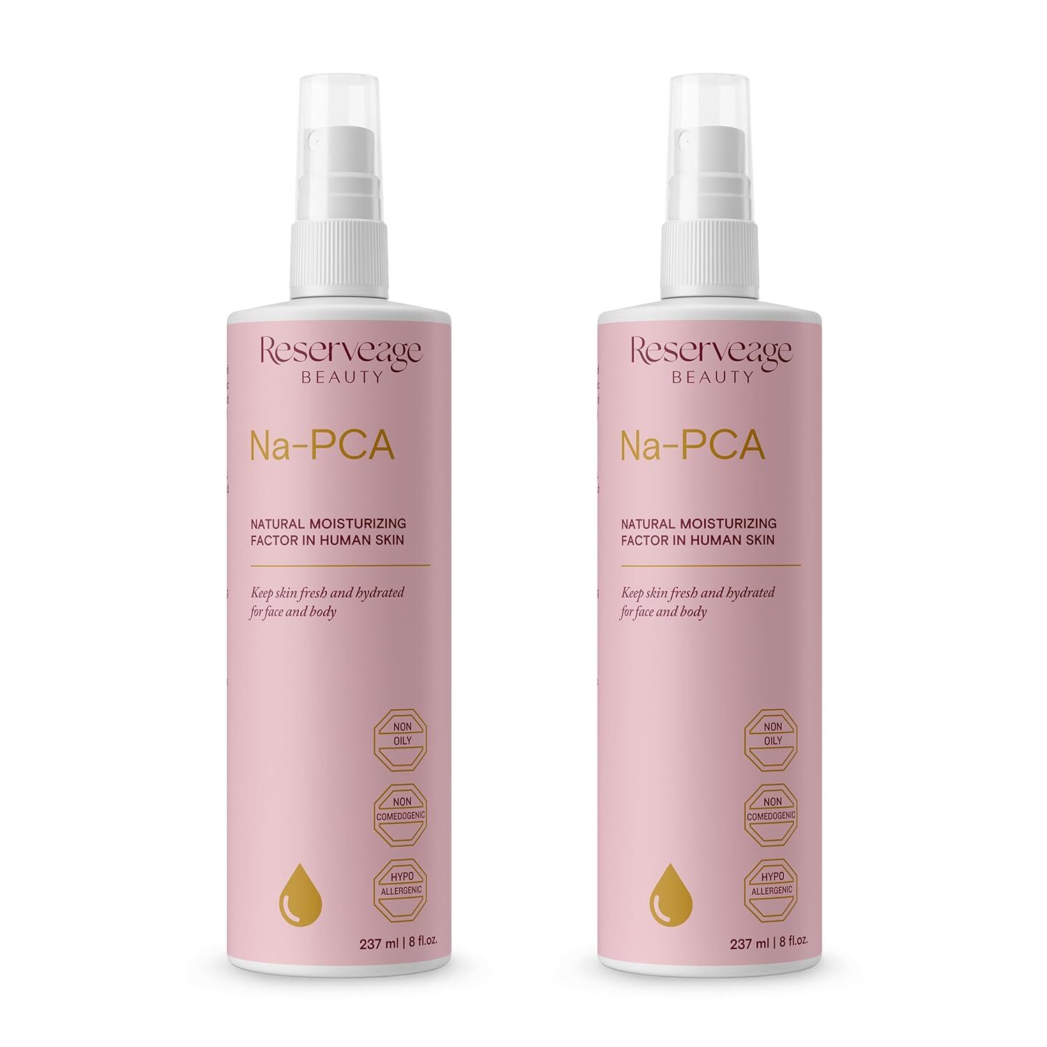 Reserveage Na-PCA Spray Anti Aging Face Moisturizer for Women/Men, 8Fl Oz 2 Pack