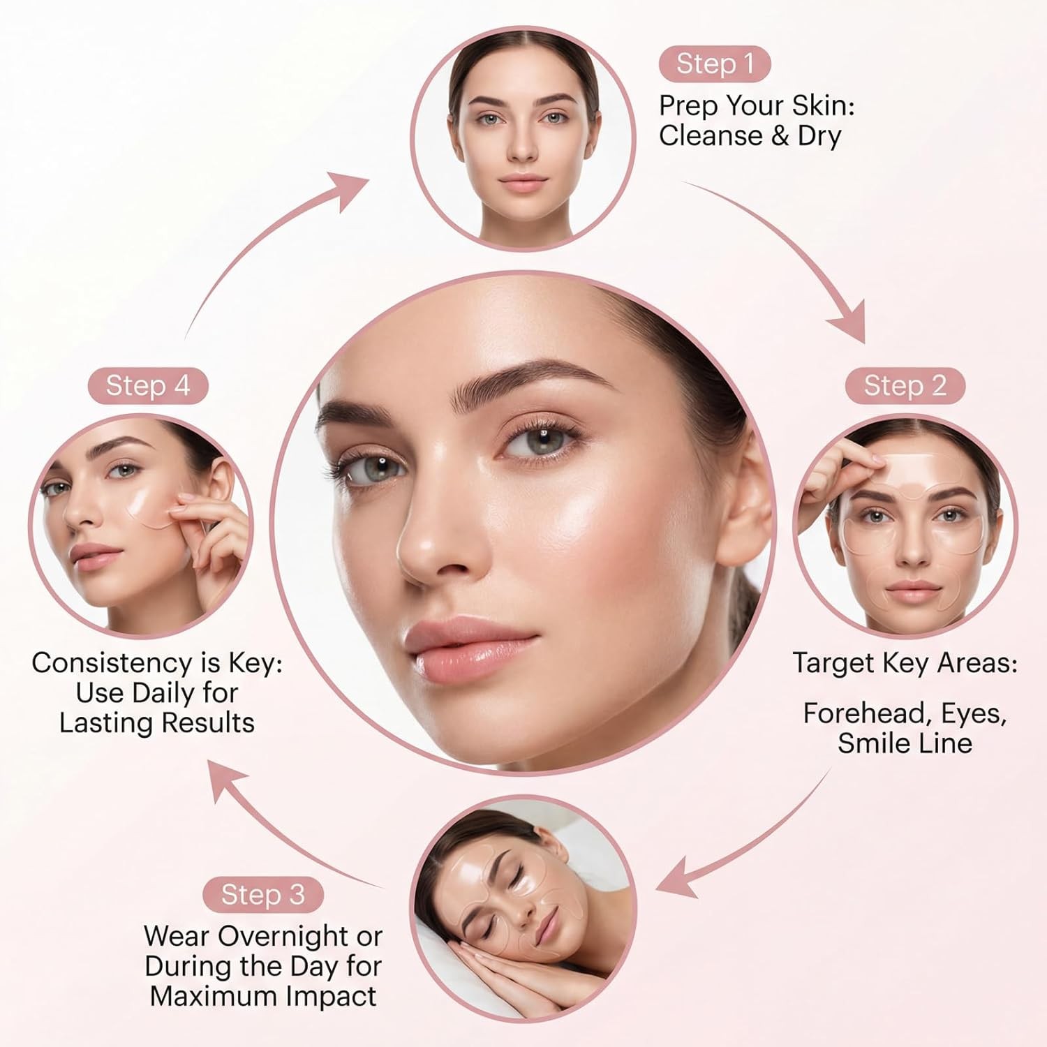 Reusable Silicone Forehead Wrinkle Patches Anti Aging Facial Patches 5 Pcs