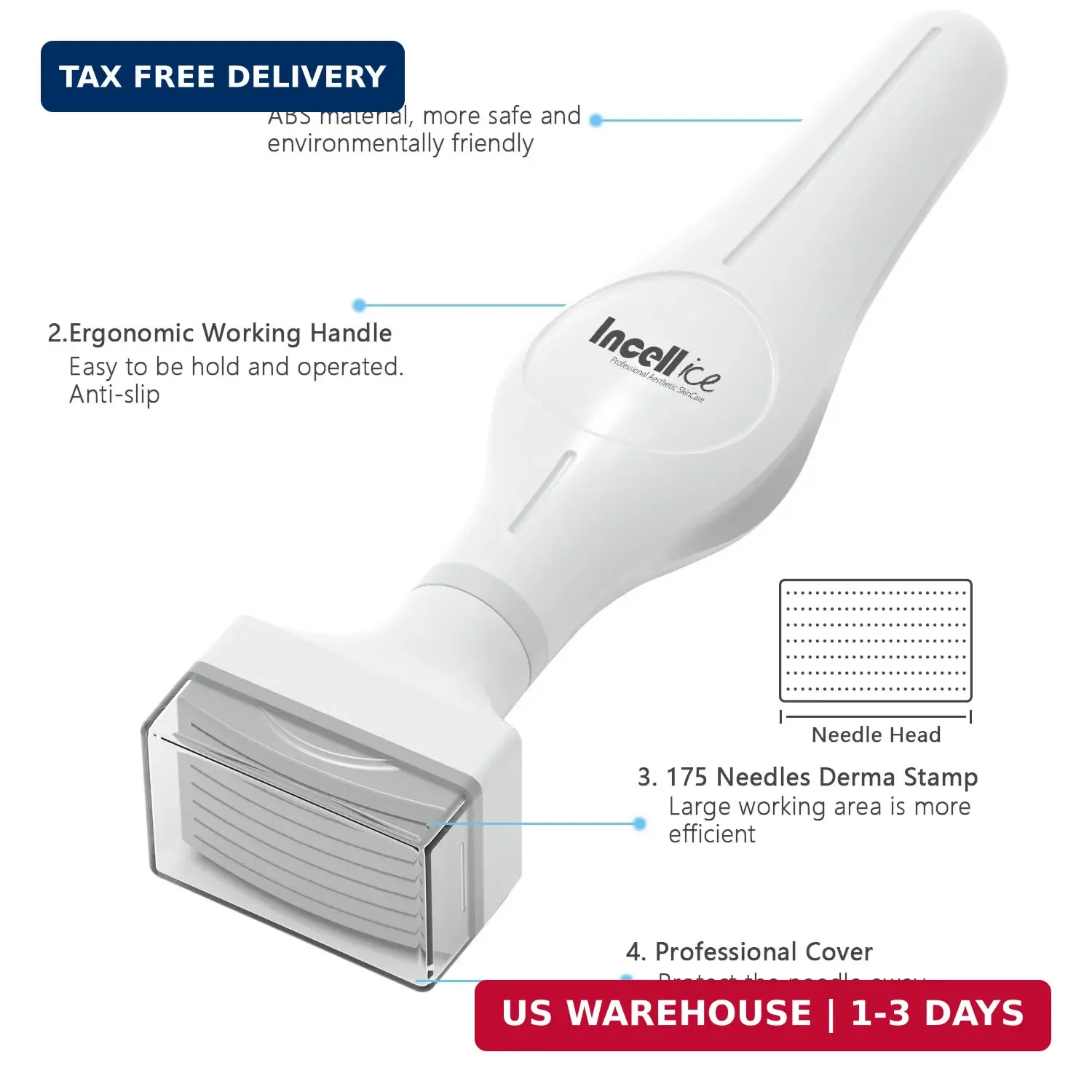 Derma Stamp, 175 Titanium Microneedle Stamp for Face, Derma Roller Stamper fo…