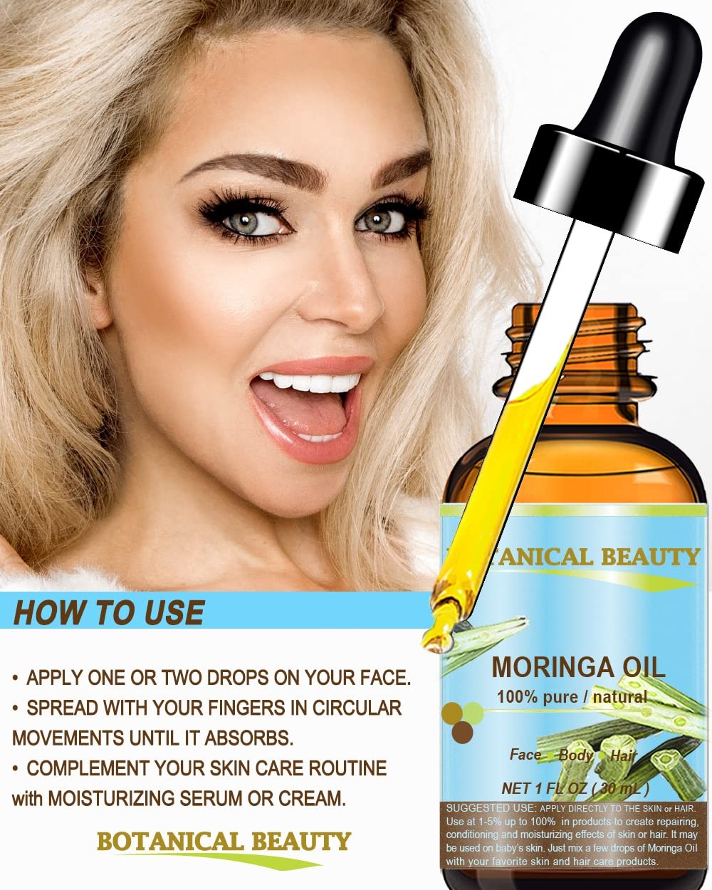 Aceite De Moringa Organico Para Arrugas La Cara Organico Prensado En Frio Puro