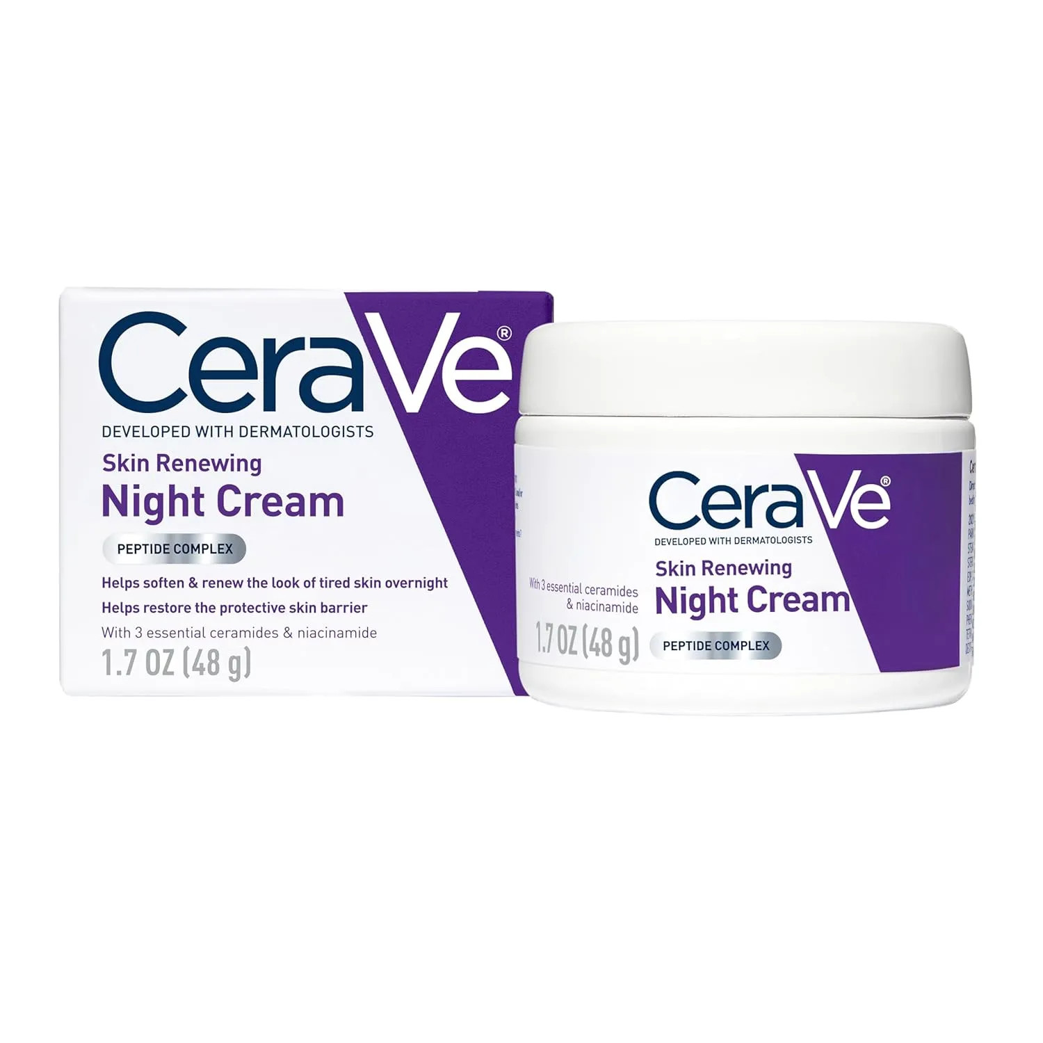 CeraVe Skin Renewing Night Cream with Peptides Hyaluronic Acid & Ceramides 1.7oz