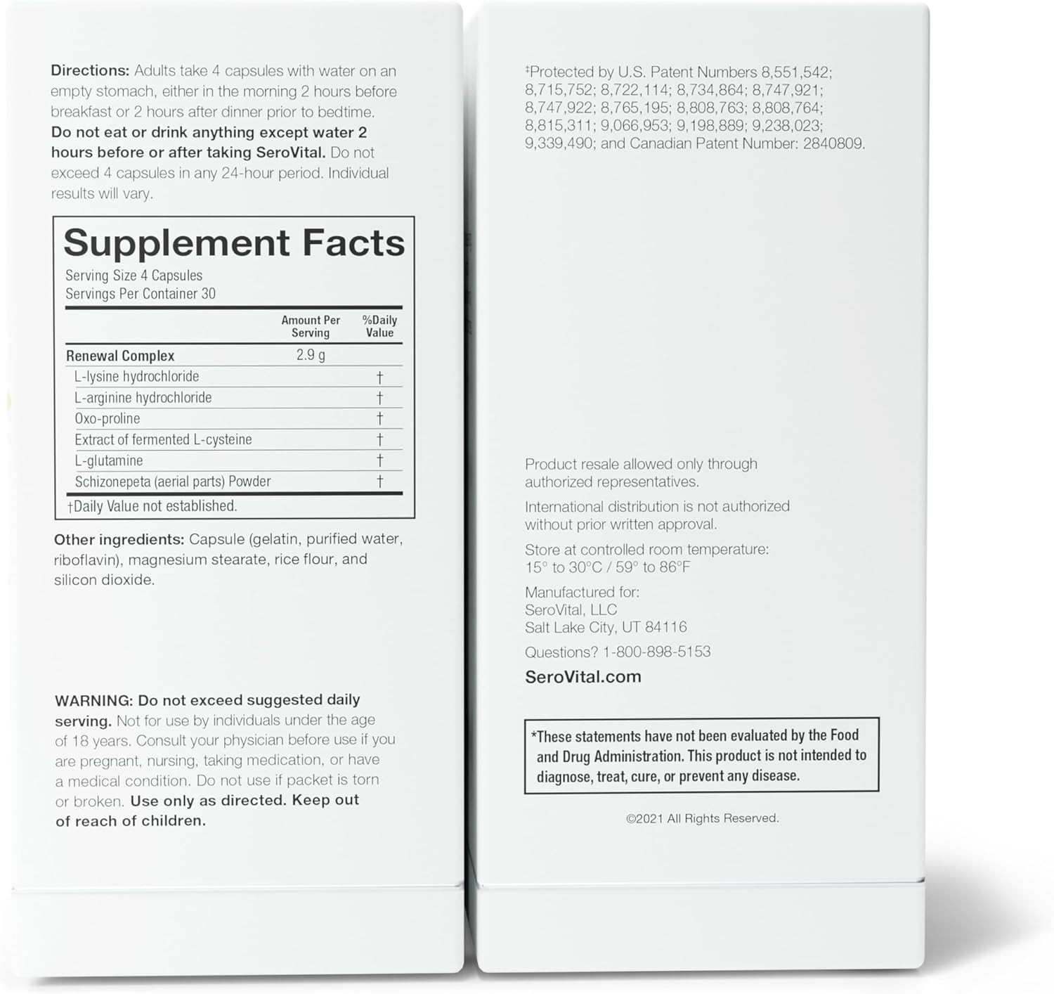 Renewal Complex – Clinically Proven Anti-Aging Amino Acid Supplement, 120 Count