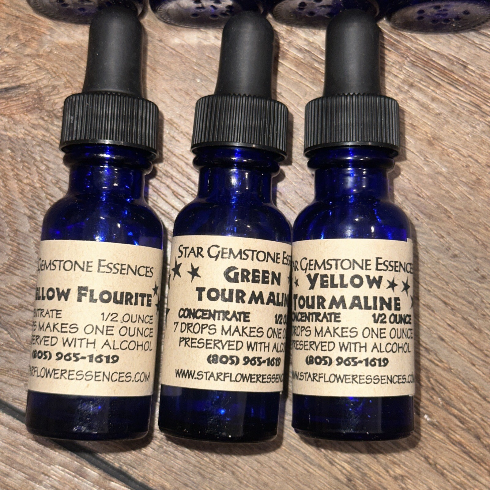 Star Gemstone Essences USED OPEN Infusion Bottles 1/2 oz Kyanite Rose Quartz