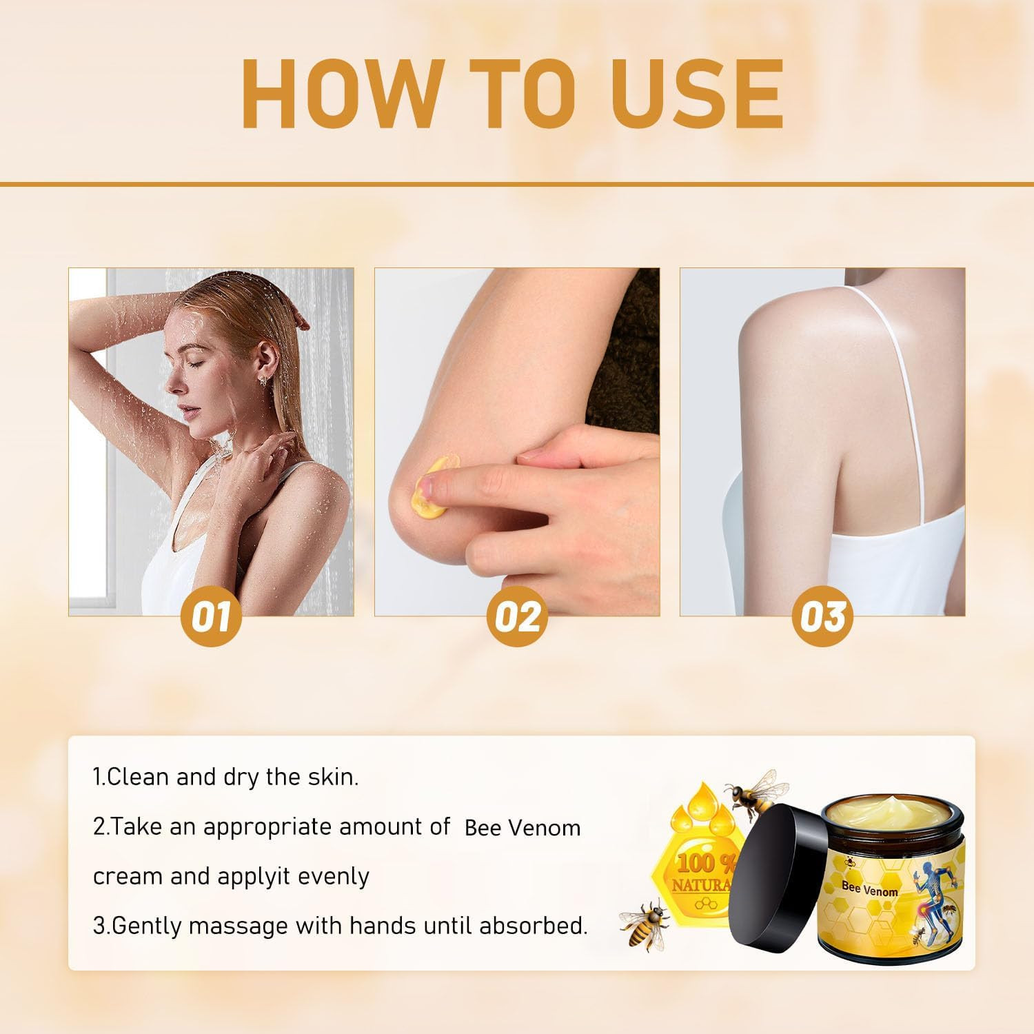 2 Pcs Bee Venom-Relief Cream, Professional Bee Venom Cream, Natural Joint Relief