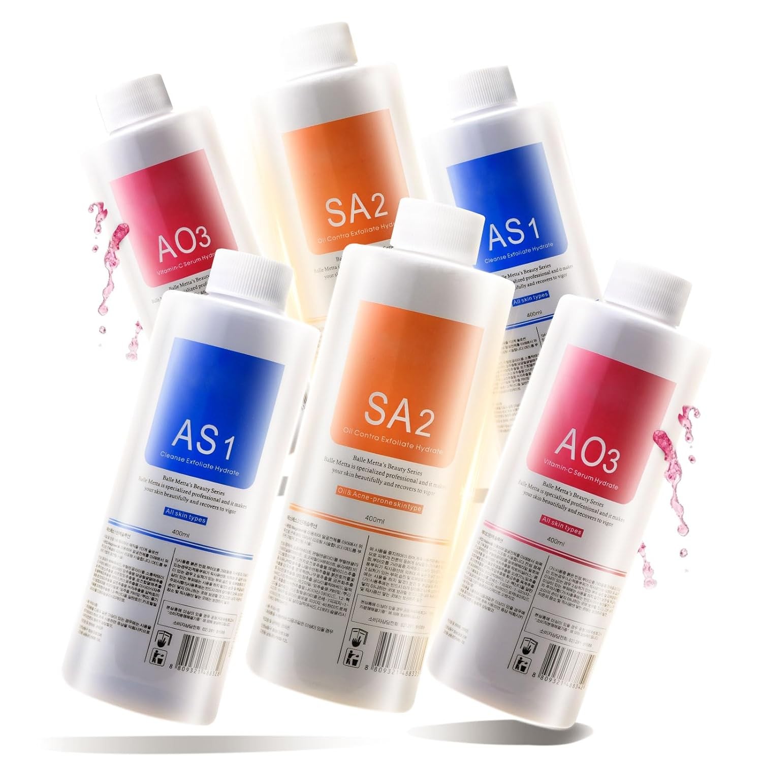 Aqua Peeling Solution AS1 SA2 AO3 Dermabrasion 6*400ML+ 3 Faical Gels