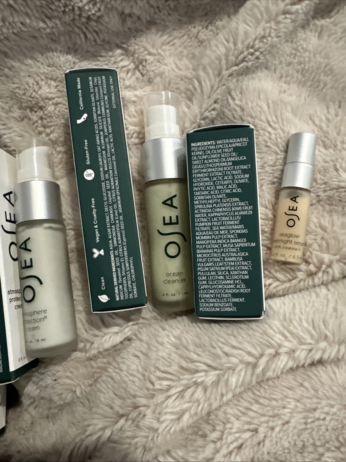 OSEA LOT Of 4 Undaria Algae Body Butter Atmosphere Cream, Cleanser, AHA Serum