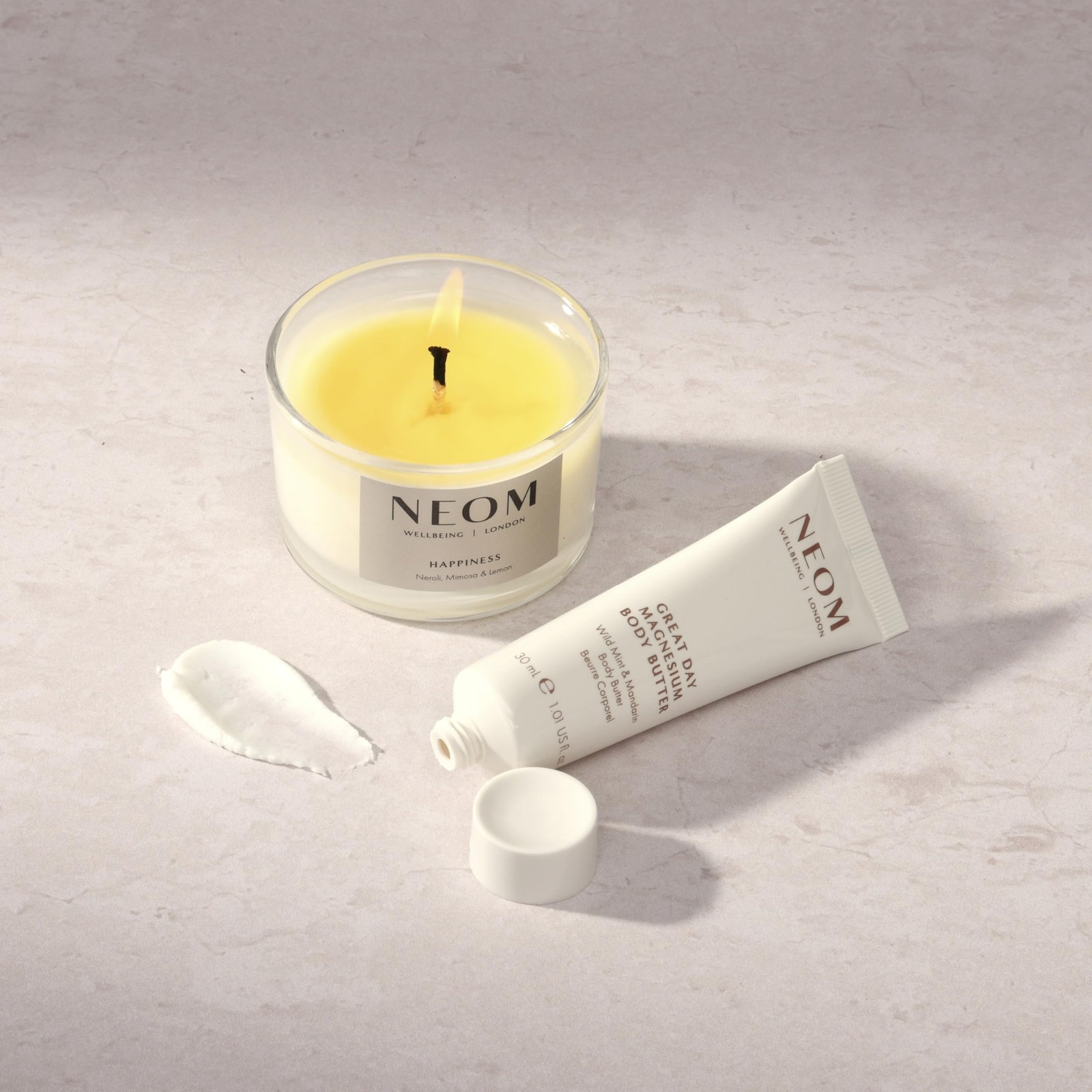 Neom Feel Good Mood Boost Duo Gift Set I Contains Happiness Travel Candle 75G