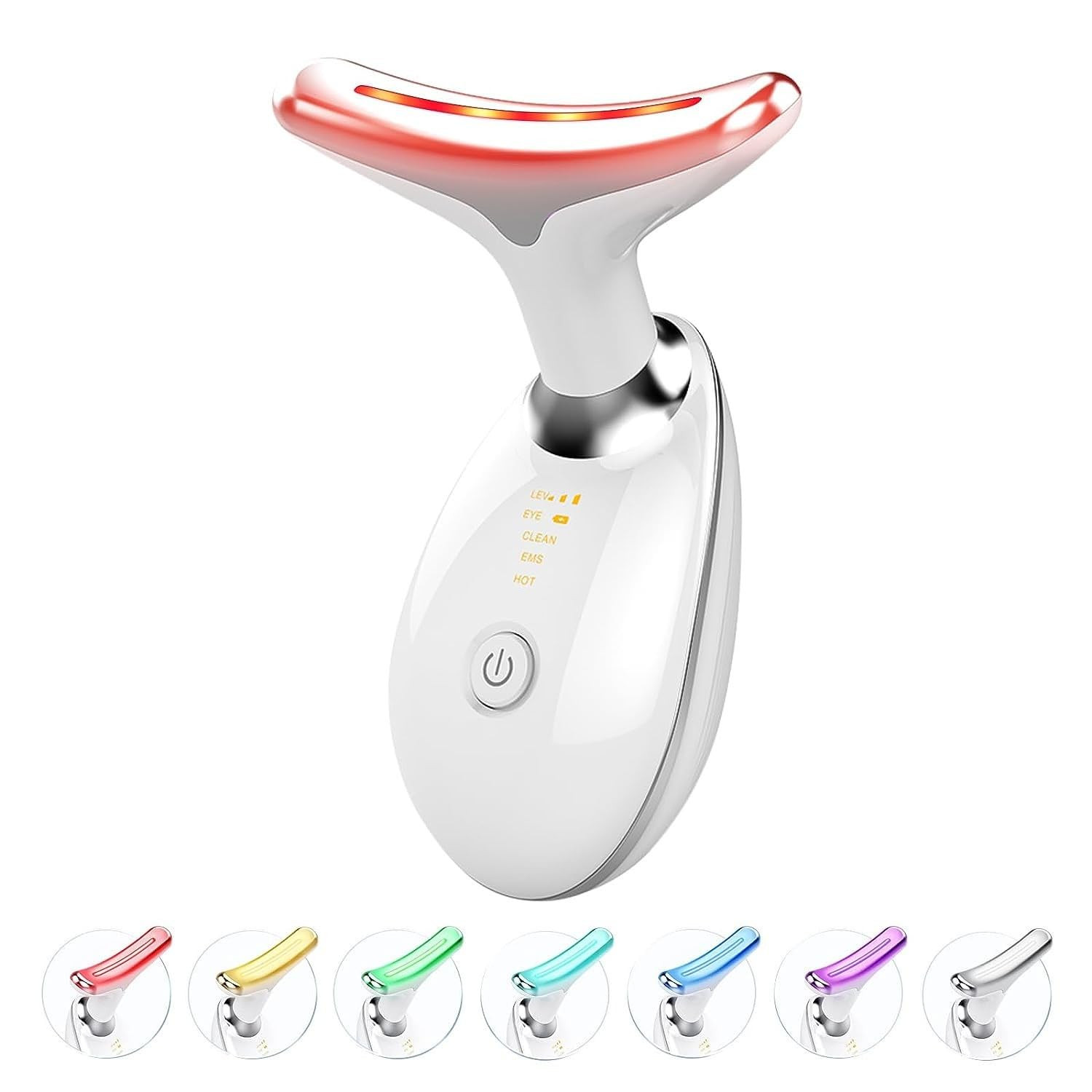 Face and Neck Beauty Device, Micro Glow Facial Machine,7 Color Led Face Neck Mas