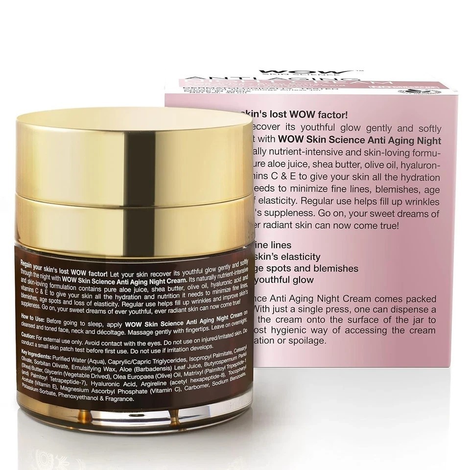 WOW Skin Science Anti-Aging Night Cream 50mL No Parabens Mineral Oil-Free
