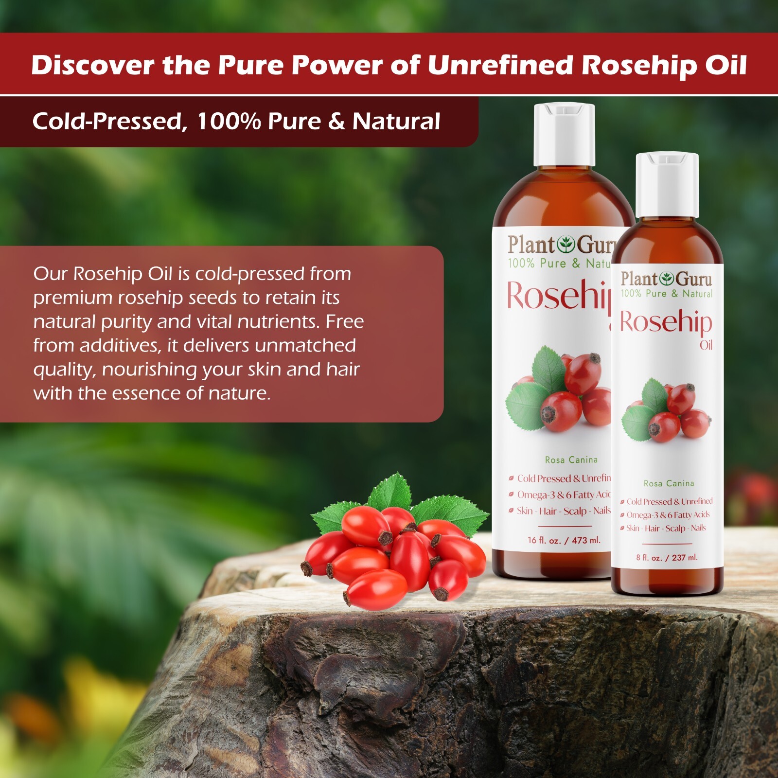 Rosehip Seed Oil Cold Pressed UNREFINED 100% Pure Natural For Skin Face Hair