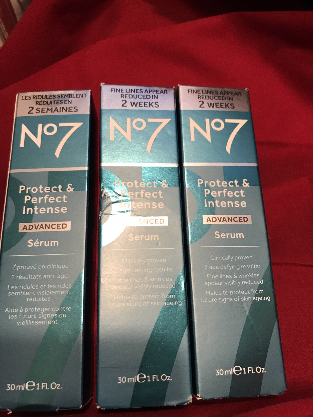 Lot Of 3 No7 Protect and Perfect Intense Advanced Serum 1 oz