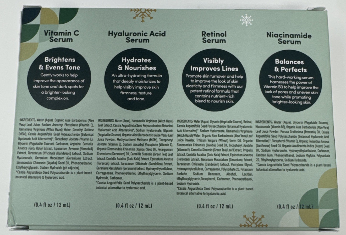 TruSkin Merry Bright Holiday Facial Serum Skincare Gift Set Retinol .4 fl oz ea.