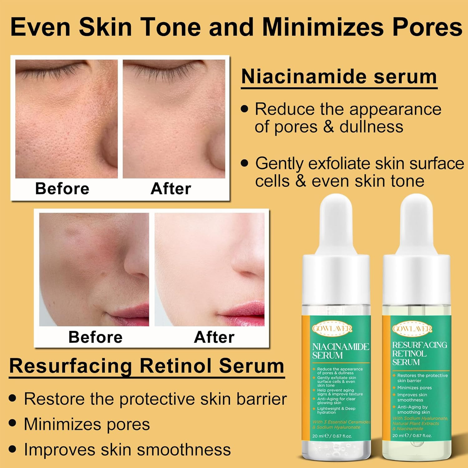 Lifting & Firming Anti-Aging Skin Care Set Kit for Women Teens,Niacinamide Retin