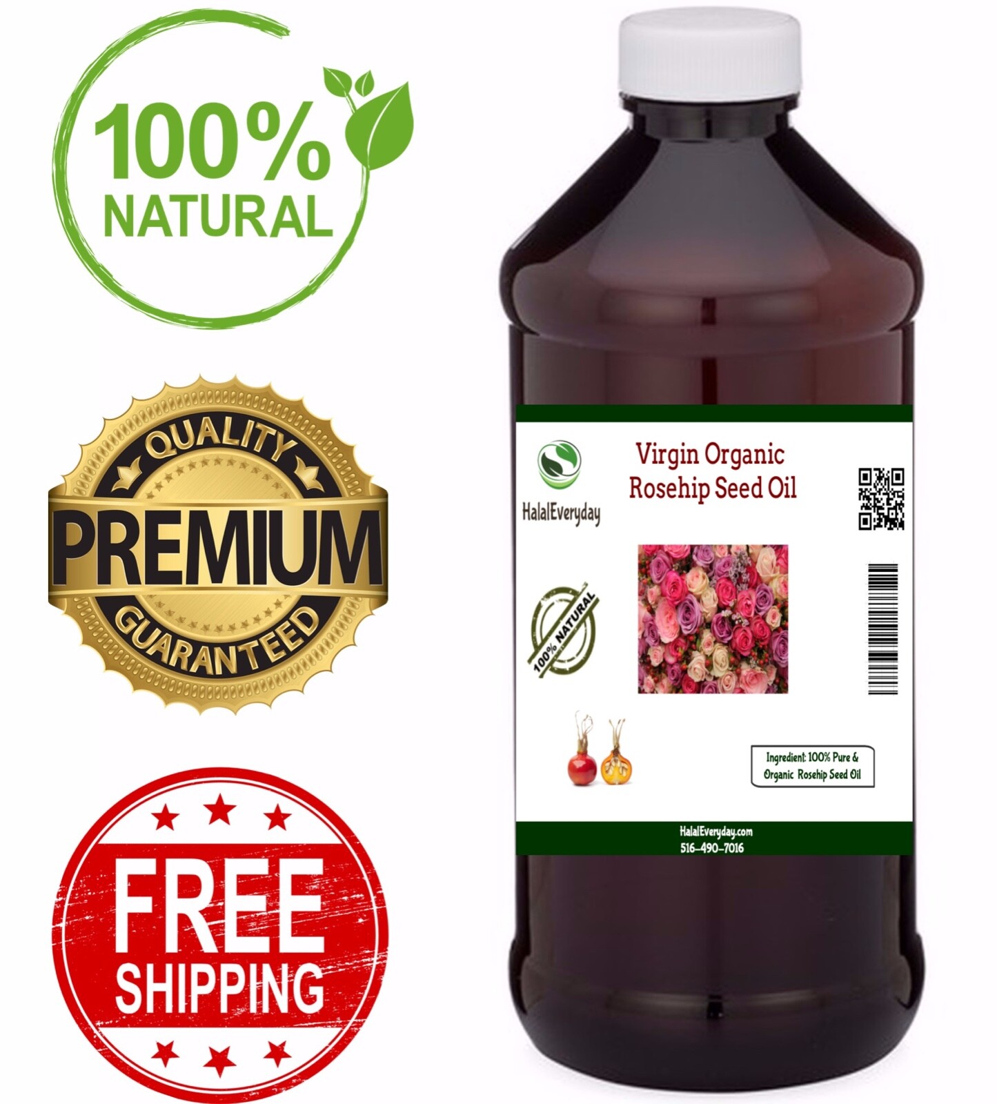 Rosehip Seed Oil – 100% Pure Natural Cold Pressed Premium Grade Moisturizer Face