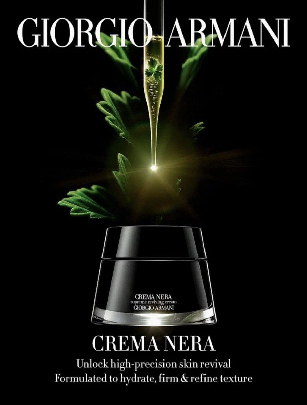 Giorgio Armani Crema Nera Supreme Reviving light Cream 1.69 oz/50 ml NIB