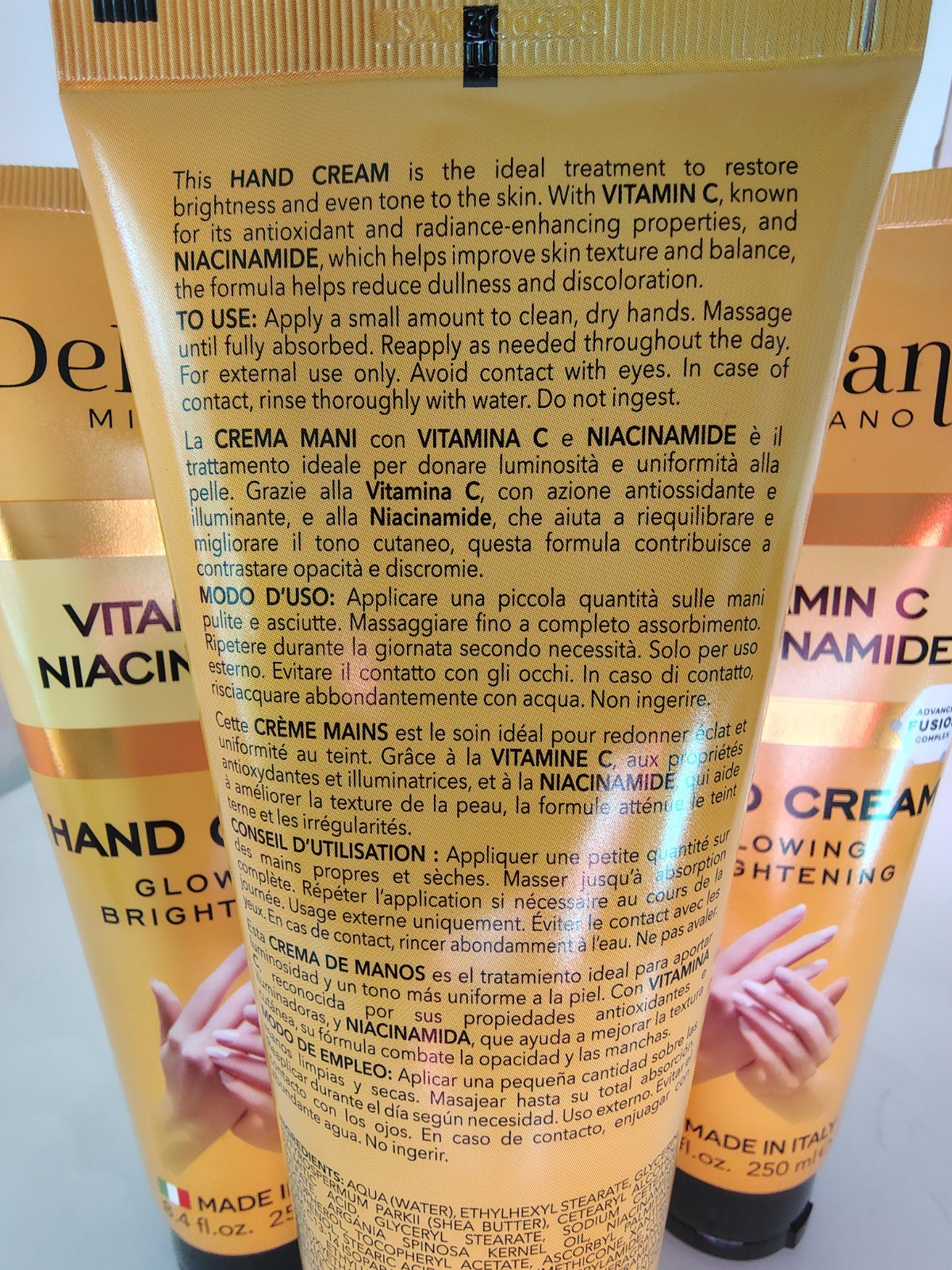 4X) Delfanti Milano Vitamin C Niacinamide 8.4oz, Hand Cream, DISCONTINUED