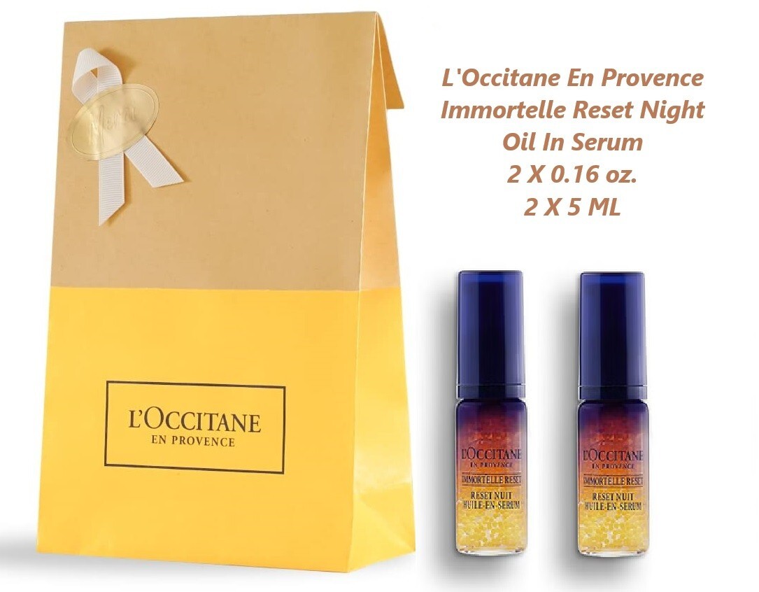 2 PC L’Occitane En Provence IMMORTELLE RESET NIGHT OIL IN SERUM 2 X 0.16 OZ NIB
