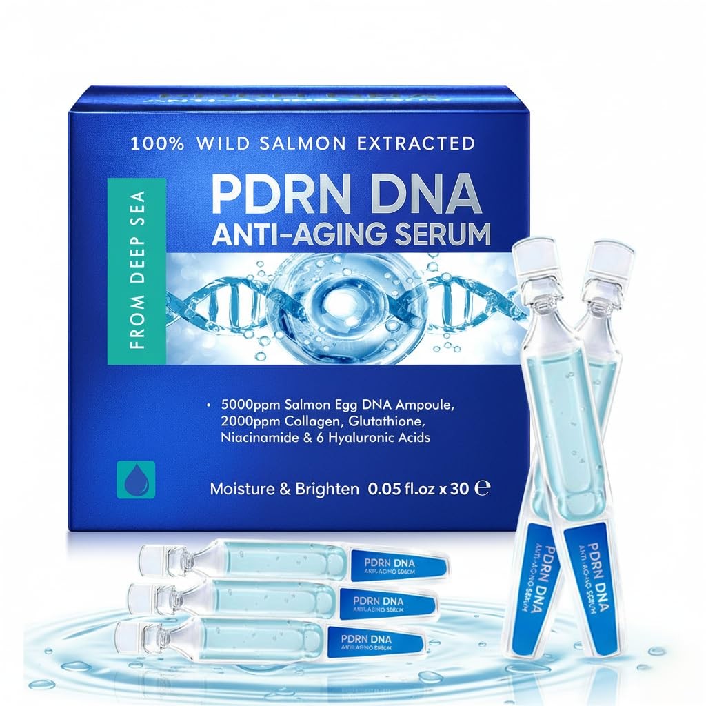 PDRN Salmon DNA Serum, Anti-Aging & Hydration, Collagen, Glutathione, 30 Vials