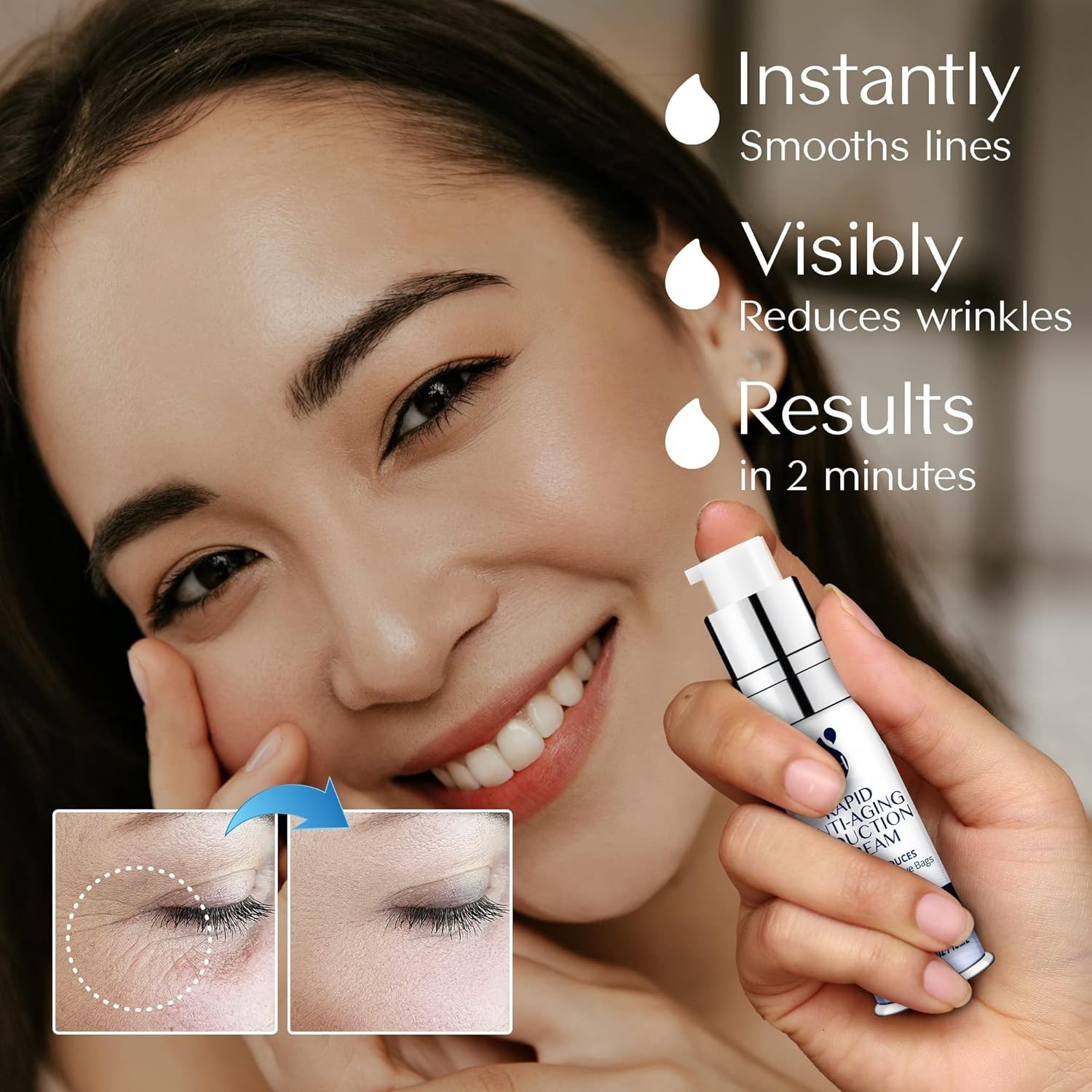 Anti-Aging Rapid Reduction Under-Eye Cream, Visibly and Instantly Reduces Wri…