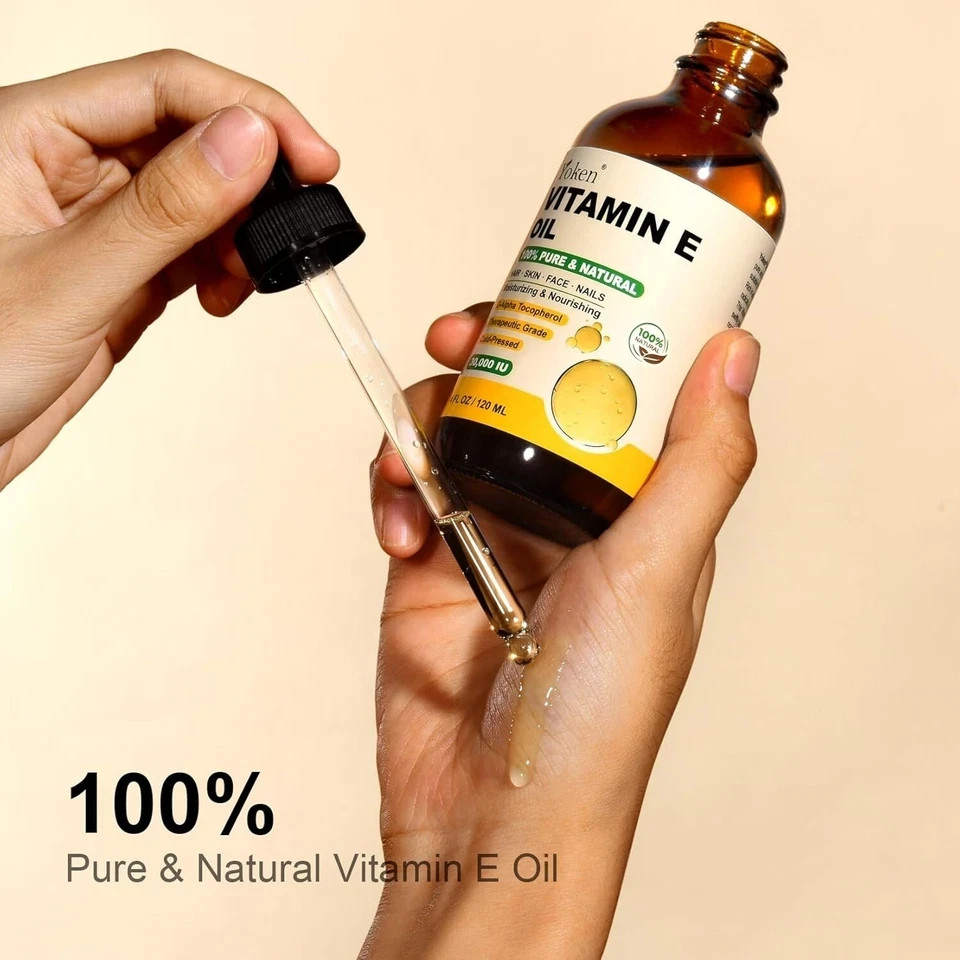 Yoken Vitamin E Oil 4oz Cold Pressed Hexane Free Bath Body & Skin Care Oil