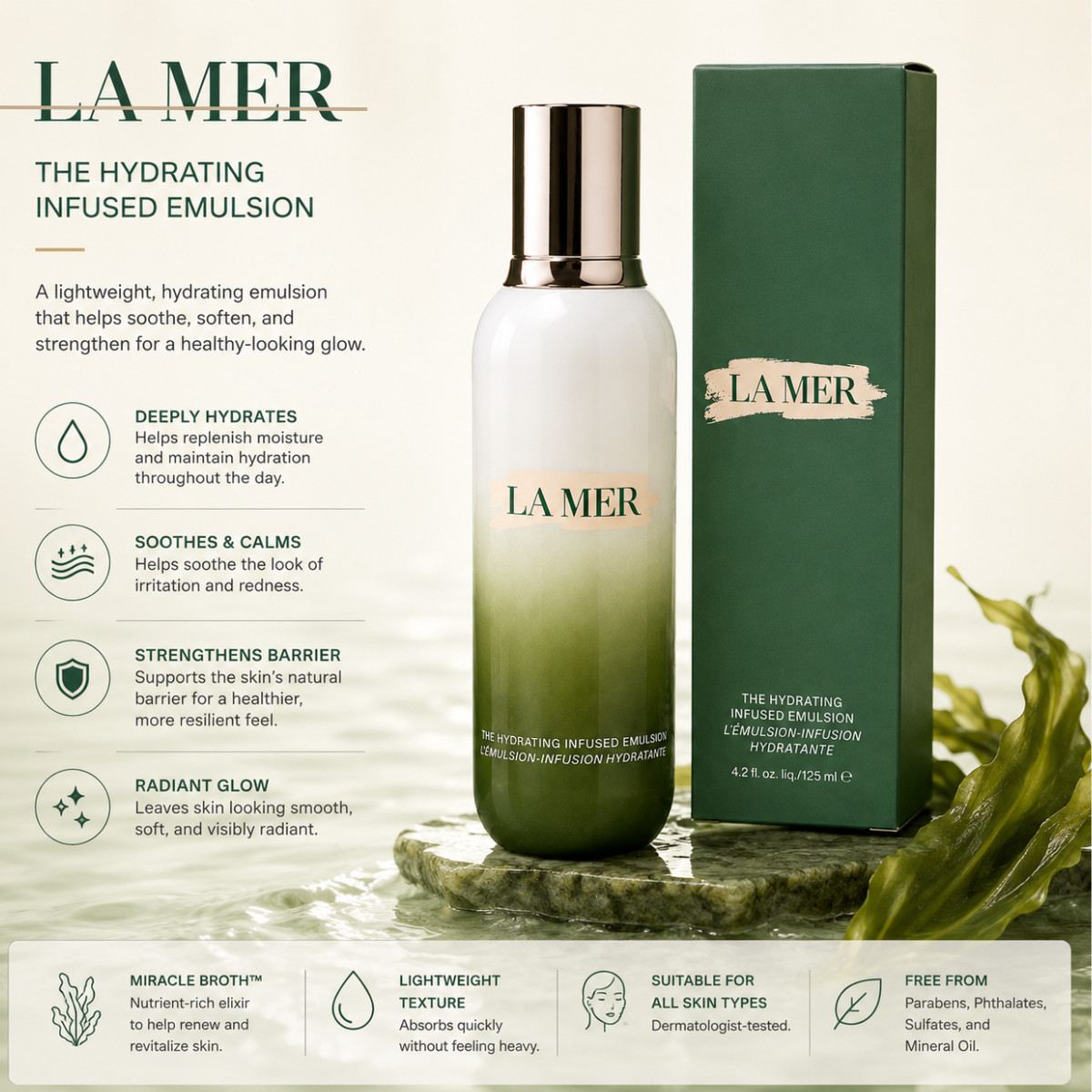LaMer The Hydrating Infused Emulsion 125ml / 4.2oz New Sealed