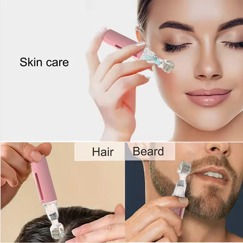 Women Facial Lip Derma Roller Professional Skincare Tools,Titanium Micro Needles