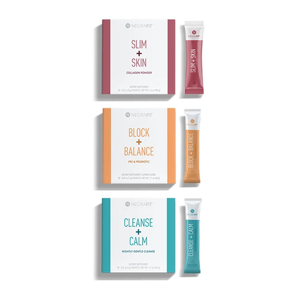 NEORAFIT NEORA FIT BLOCK + BALANCE – CLEANSE + CALM – SLIM + SKIN – NEW SEALED