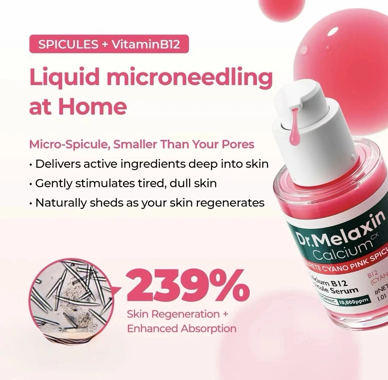 Dr.Melaxin Cyano Pink Spicule & Picotonic treatment Duo – 1.01 oz, Korean Skin C
