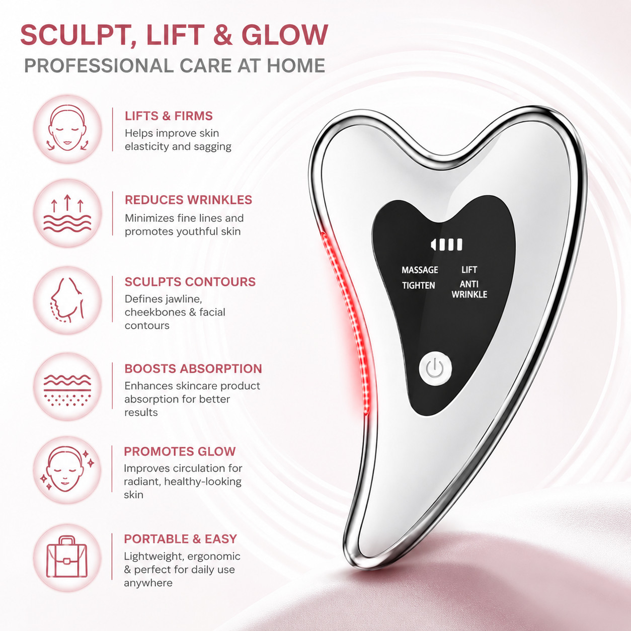 Electric Gua Sha Facial Tool – Face Sculpting & Skin Care Massager Device