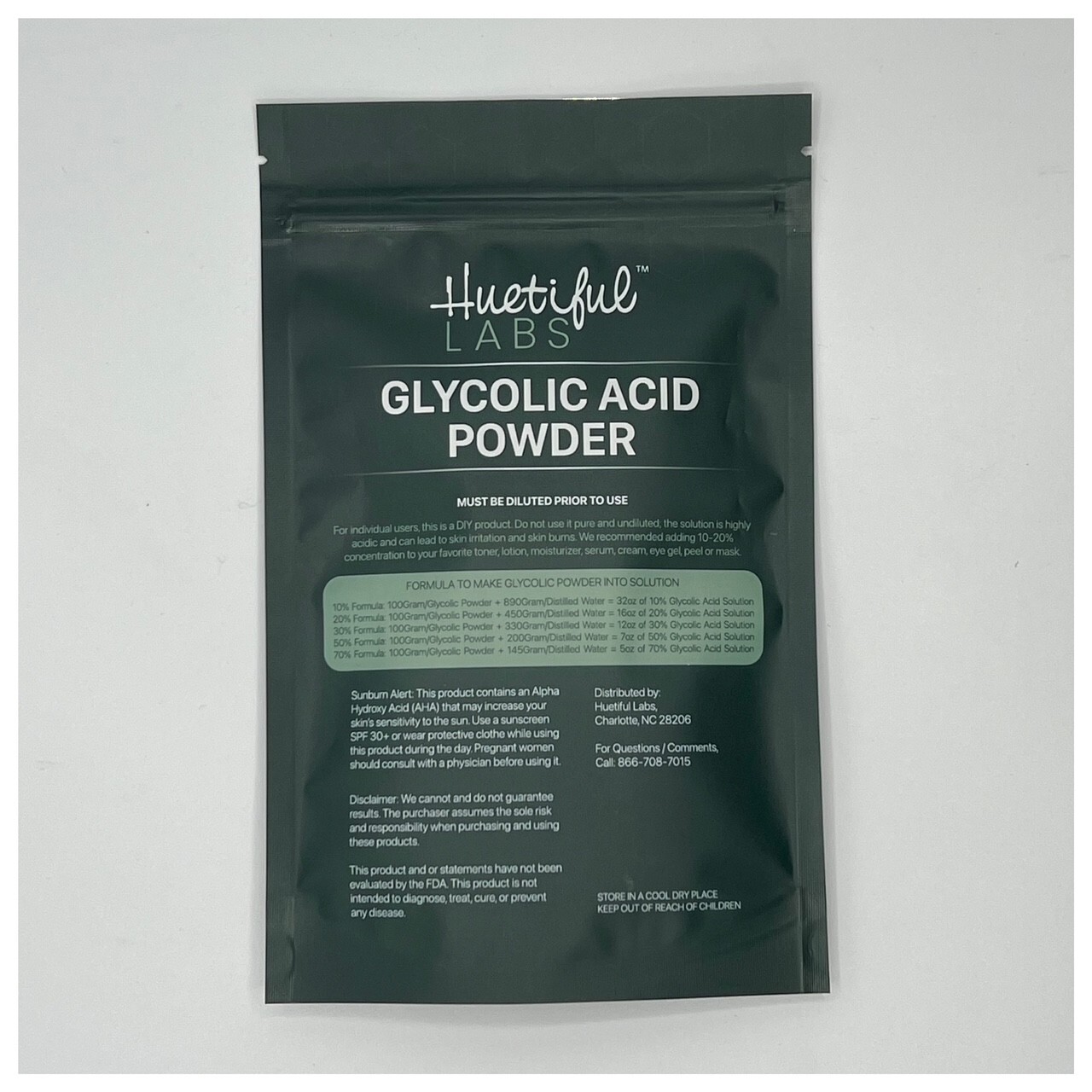 Glycolic Acid Powder 99.5% Pure, 50g, Cosmetic Grade