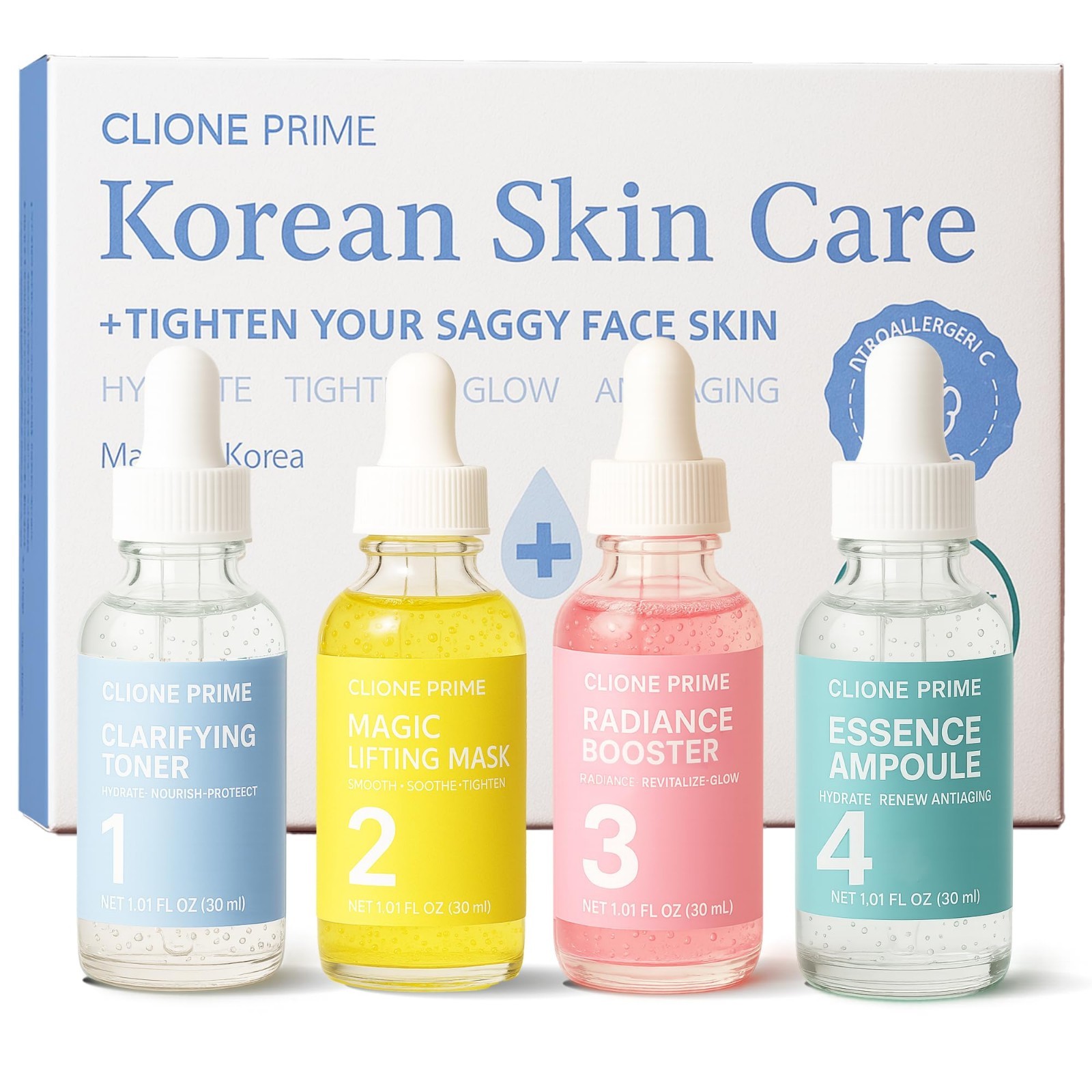 Korean Anti-Aging Skin Care Set for Women – Hydrating Essence, Mask & Booster fo