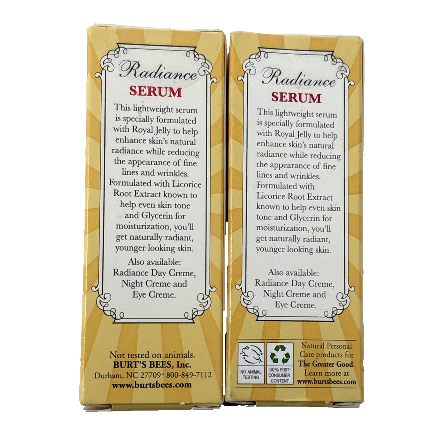 2x Burt’s Bees Radiance Serum w/ Royal Jelly 0.45 Fl Oz New Sealed Discontinued