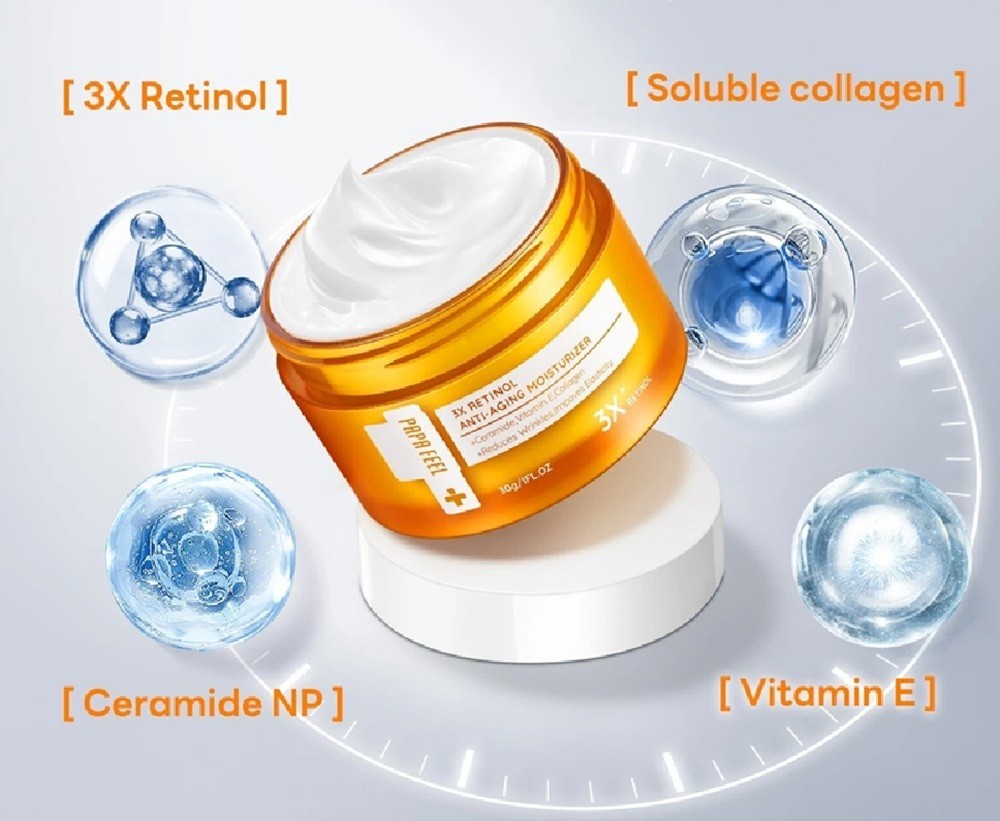 PAPA FEEL 3X Retinol Serum 20ml +Moisturizer Cream 30g Reduce Wrinkles Aging SET
