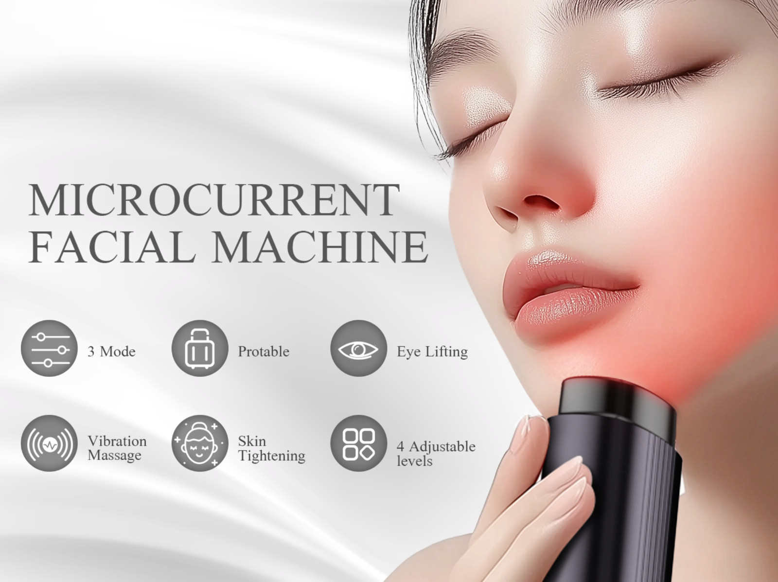 BNU Facial Lift Device, 3-in-1 Light Therapy Beauty Massager for Wrinkles