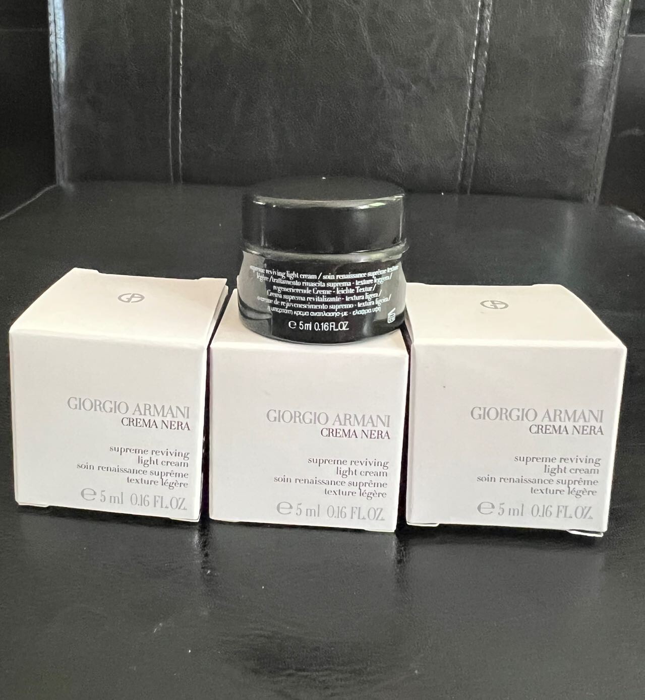 3xGiorgio Armani Crema Nera supreme reviving light Cream 5ml/ 0.16oz Sample EA