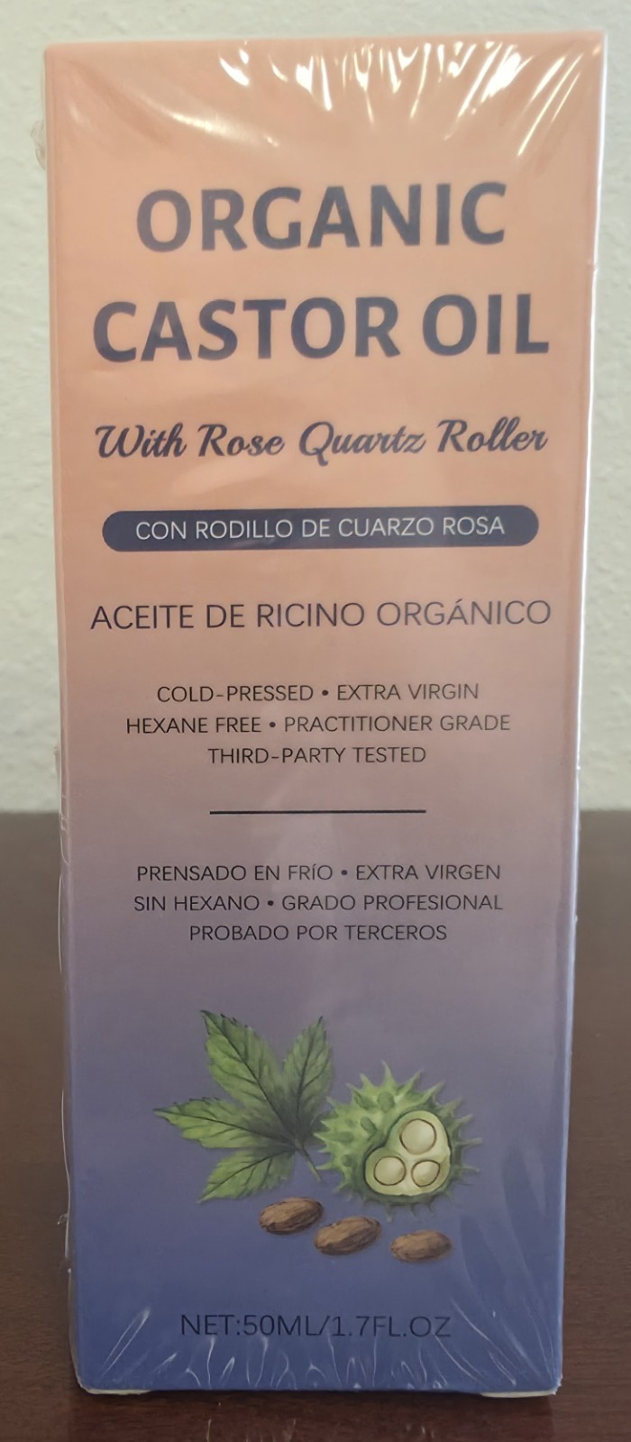 8 Pack Organic Cold Pressed Castor Oil Rose Quartz Roller Hexane Free Exp 2029 !