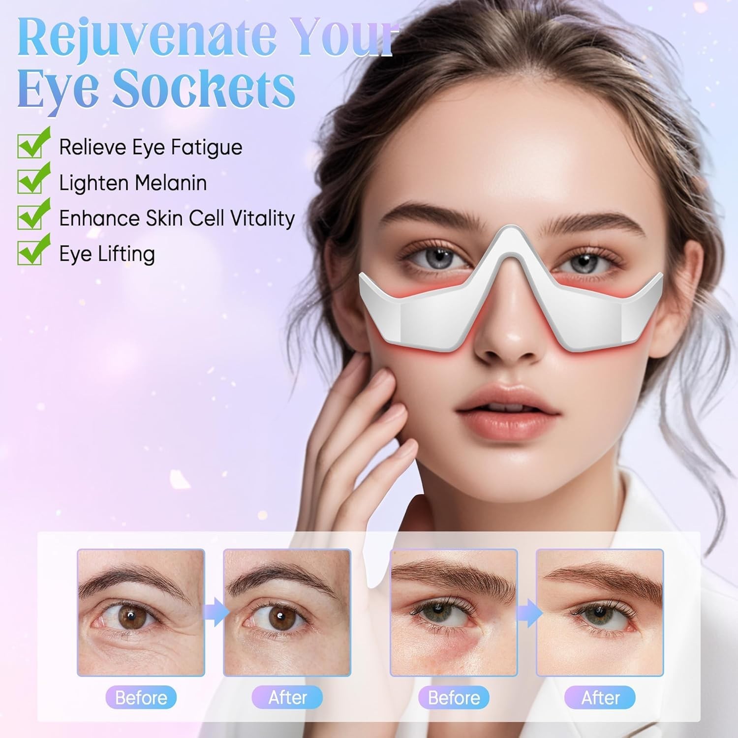 Red LED Light Therapy with Microcurrent Stimulation for eye Rejuvenation