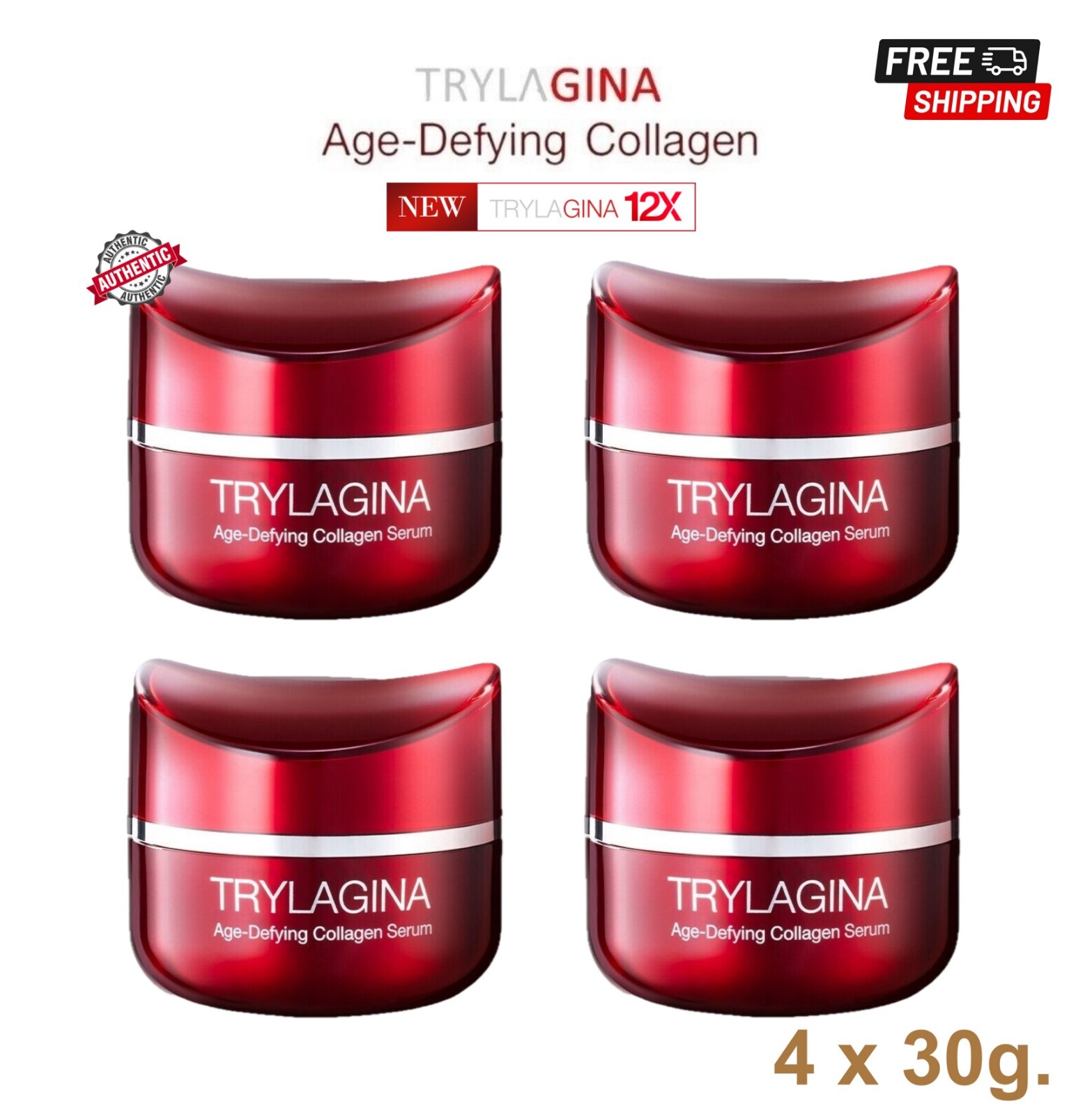 4Boxes 30g Trylagina Age-Defying Collagen Serum 12X Moisturizing Anti-Wrinkle