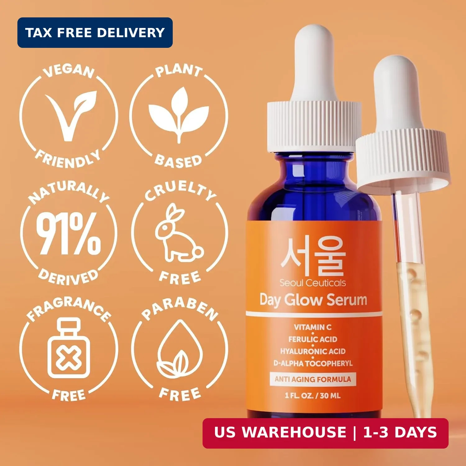 SeoulCeuticals Korean Skin Care Korean- 20% Vitamin C Hyaluronic Acid Serum + CE