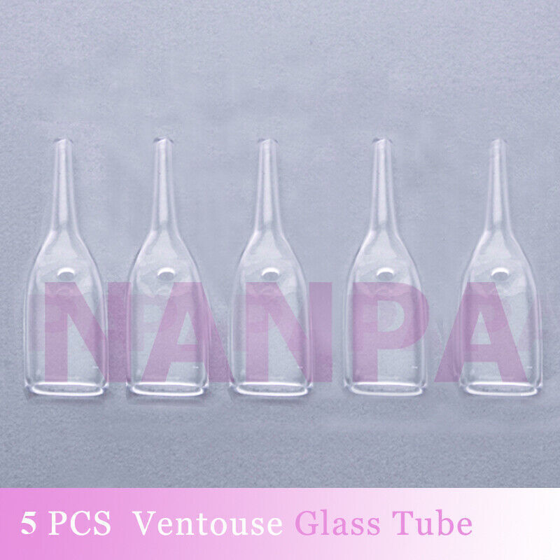5 Pieces Flat Ventouse Glass Tube Replacement For Vacuum Spray Facial Equipment