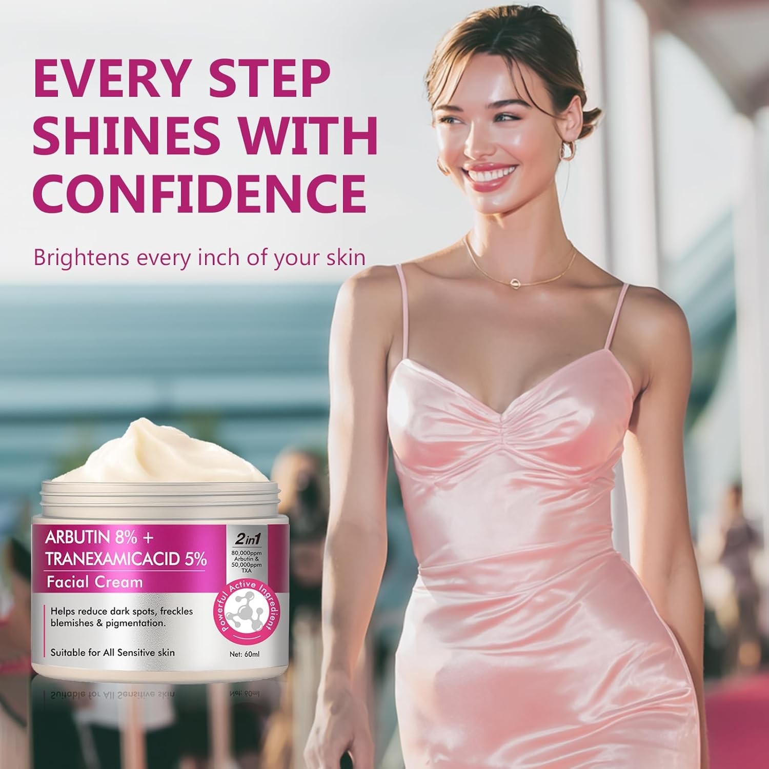 Arbutin 8% & Tranexamic Acid 5% Cream, Help Fade Dark Spots, Freckles, Blemishes