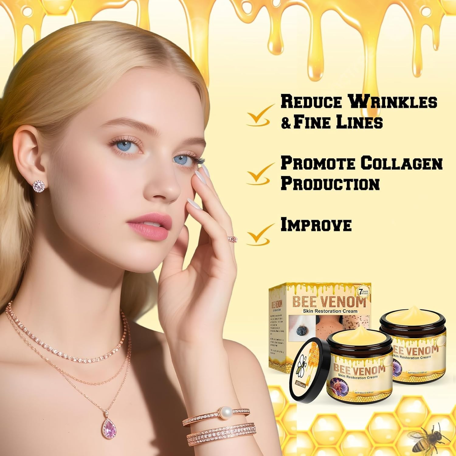 2PCS Bee Venom Skin Restoration Cream, Bee Venom Skin Treatment Cream, Effective