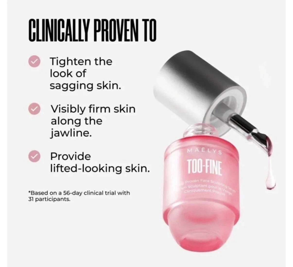 Maelys TOO-FINE Clinically Proven Face Sculpting Serum 15 mL. / 0.5 Fl. Oz NEW