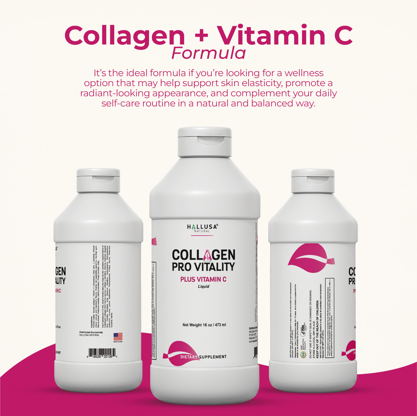 Collagen Pro vitality Plus Vitamin C | Liquid Hydrolyzed Collagen 16oz