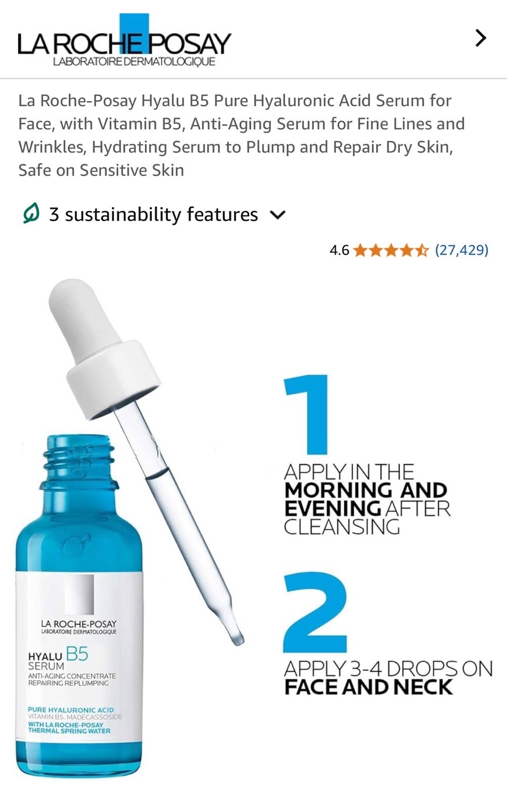 *Authentic La Roche-Posay HYALU B5 Anti-Wrinkle Serum 30ml Sealed*(Exp. 09/2026)