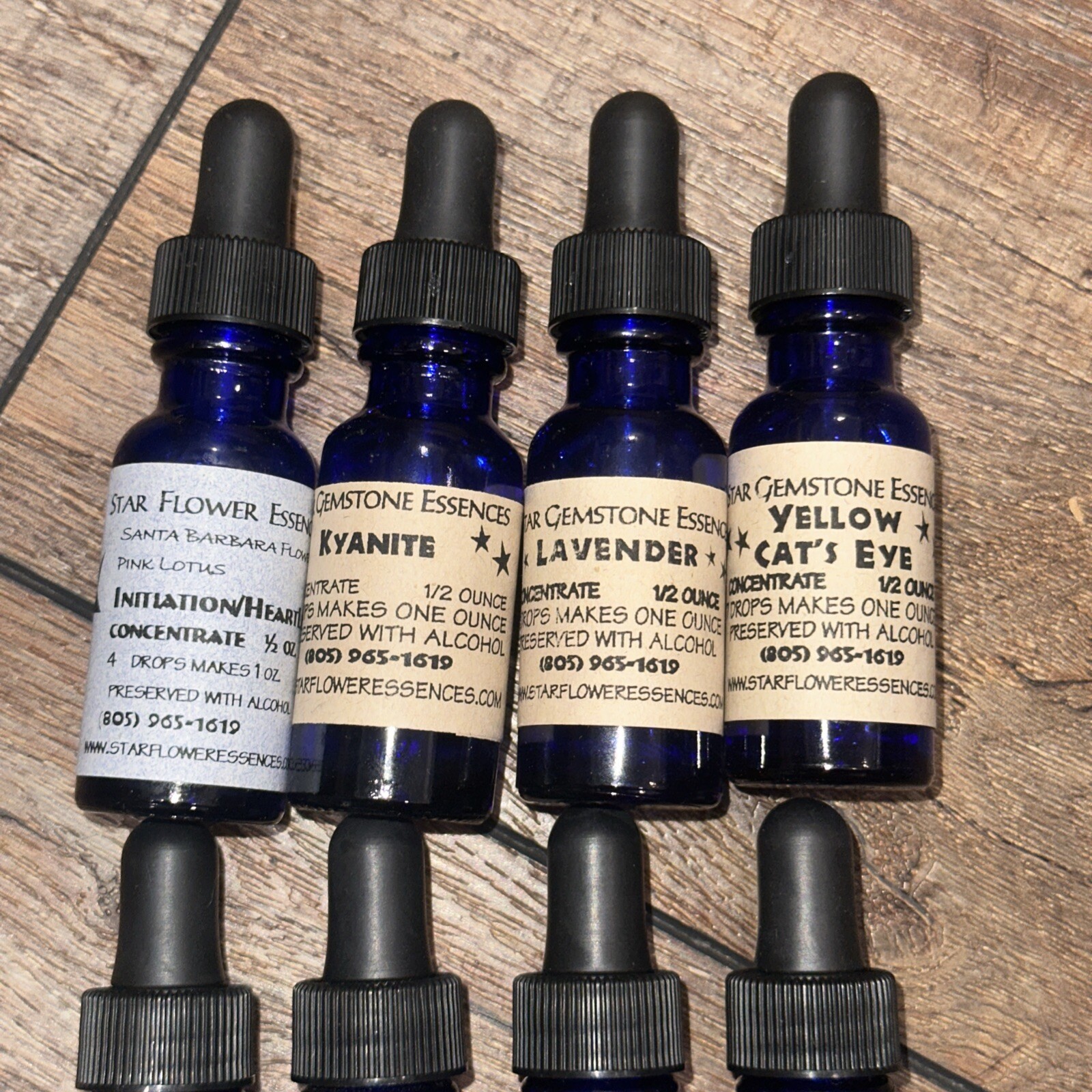Star Gemstone Essences USED OPEN Infusion Bottles 1/2 oz Kyanite Rose Quartz