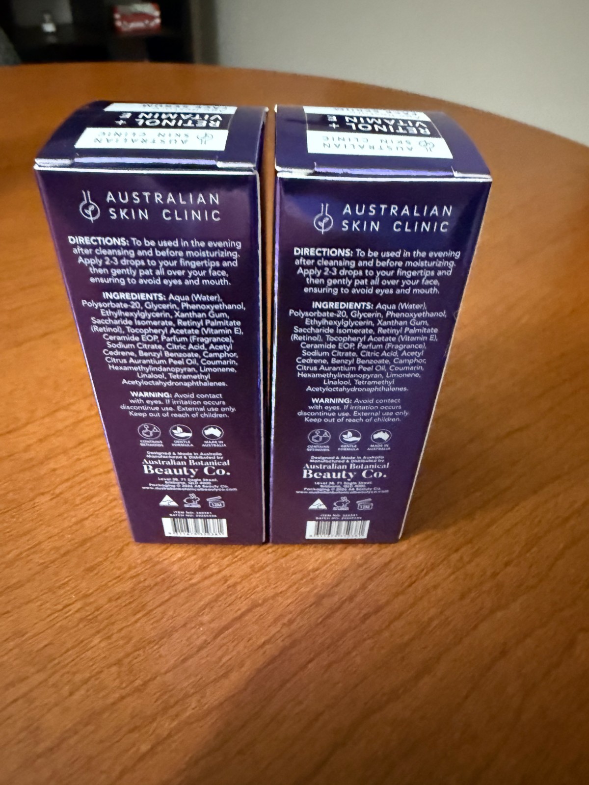 LOT OF 2 Australian Skin Clinic Retinol Vitamin E Face Serum 1.69oz Age Restore